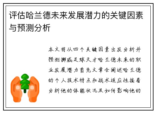 评估哈兰德未来发展潜力的关键因素与预测分析